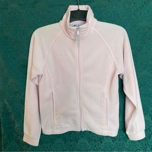 COLUMBIA Fleece Light Pink Youth 14/16 Girls Boys Unisex Full Zip Kids Sweater